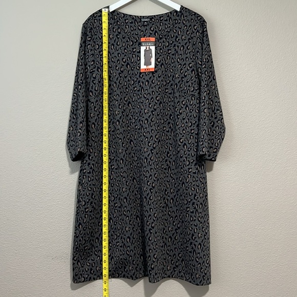 NWT Nicole Miller Midi Dress Animal Print Size 3/4 Sleeves with Pockets - Picture 7 of 12